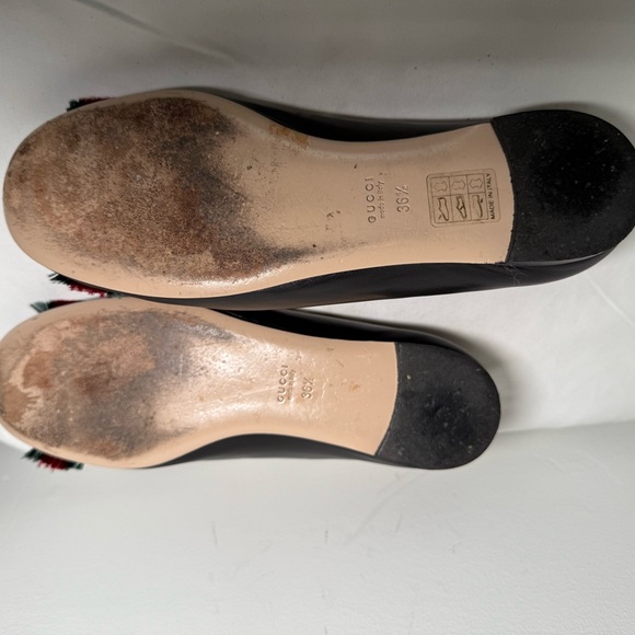 Gucci Sylvie Web & Feline Scalloped Ballet Flats 36.5 navy blue - Picture 7 of 7